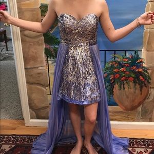 Sherri Hill beaded purple high low dress